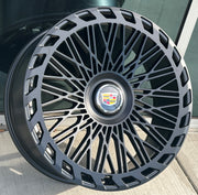 Cadillac Wheels CD03 24x10 6x139.7 Flow Forged Matte Black fit Escalade Platinum EXT ESV Floating Caps