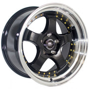MST Wheels Mt07  Black Machined Lip Gold Rivets