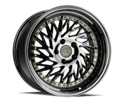 Aodhan Wheels DS03 Driver Side Black Vacuum Gold Rivets