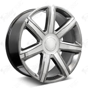 Cadillac Wheels F001 26x9.5 6x139.7 Hyper Black W Chrome Insert fit Escalade All Platinum Style