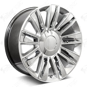Cadillac Wheels F006 24x9.5 6x139.7 Hyper Silver W Chrome Insert fit Escalade All Diamond Style