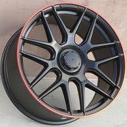 Mercedes Benz Wheels 5318 20x8.5/20x9.5 5x112 Matte Black Red Line fit E CL CLK SLK S SL Class 300 350 450 550